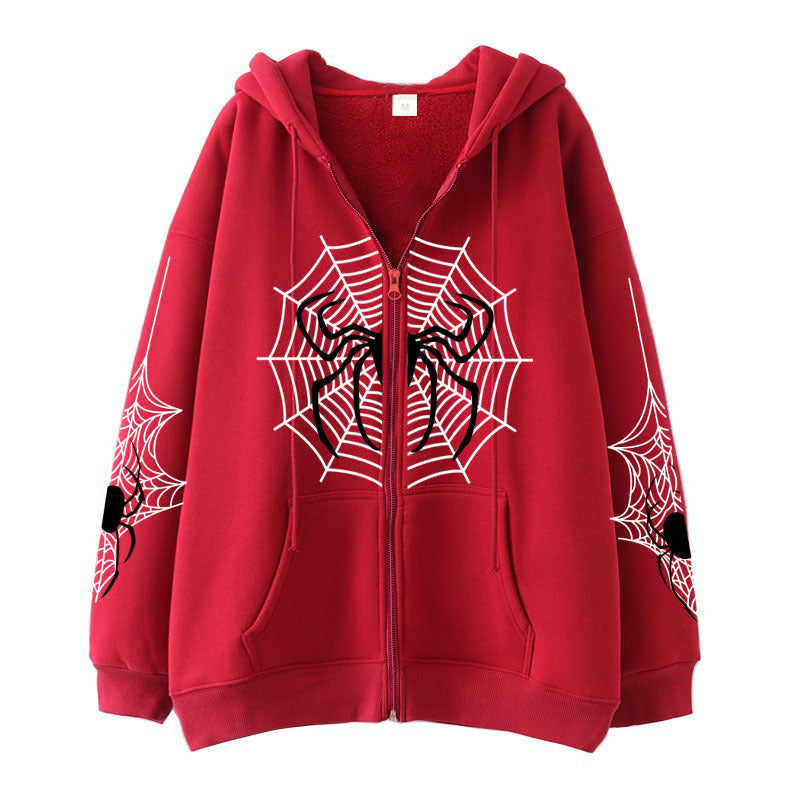 Spider Web Zipper Foreign Trade Sweater Street Fashion Hoodie