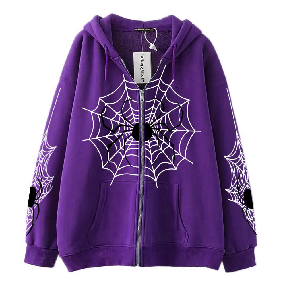 Spider Web Zipper Foreign Trade Sweater Street Fashion Hoodie