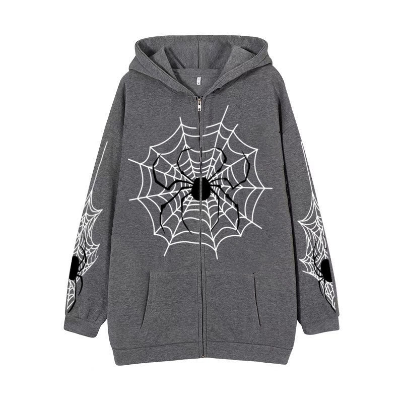 Spider Web Zipper Foreign Trade Sweater Street Fashion Hoodie