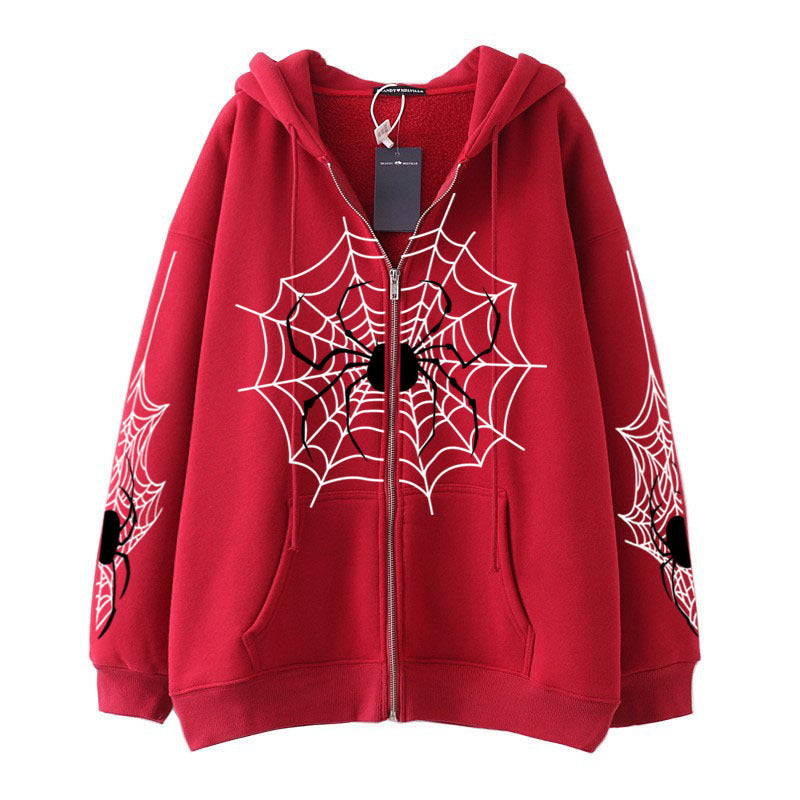 Spider Web Zipper Foreign Trade Sweater Street Fashion Hoodie