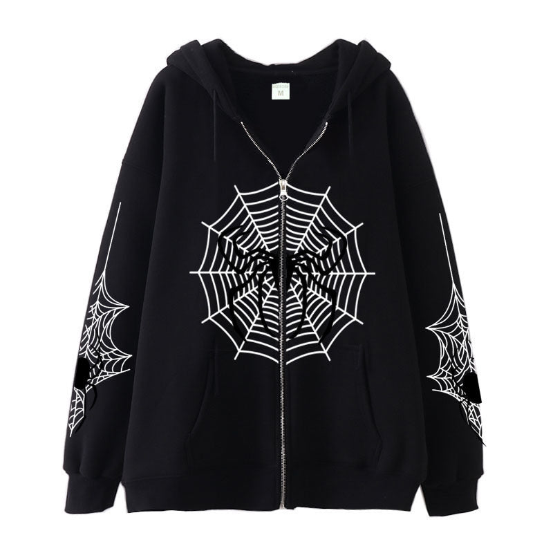 Spider Web Zipper Foreign Trade Sweater Street Fashion Hoodie