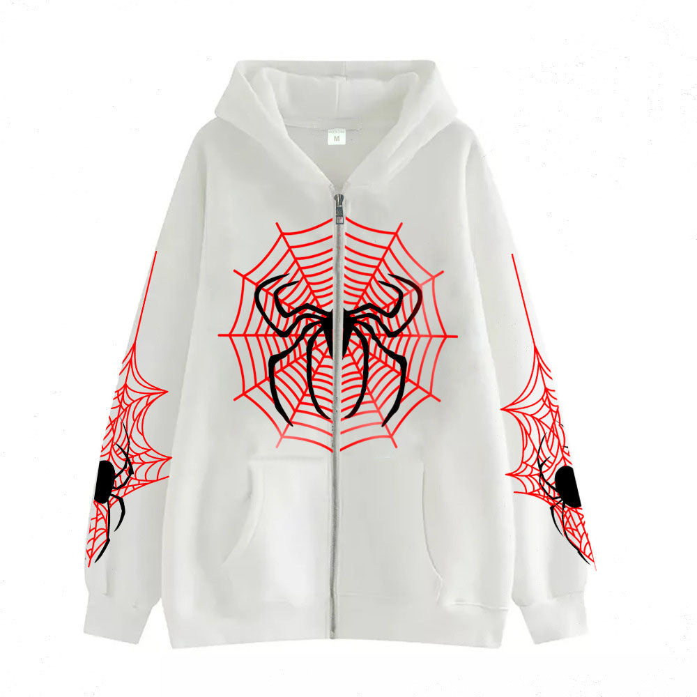 Spider Web Zipper Foreign Trade Sweater Street Fashion Hoodie