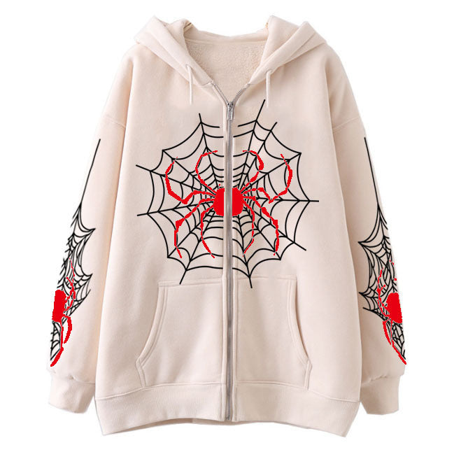 Spider Web Zipper Foreign Trade Sweater Street Fashion Hoodie