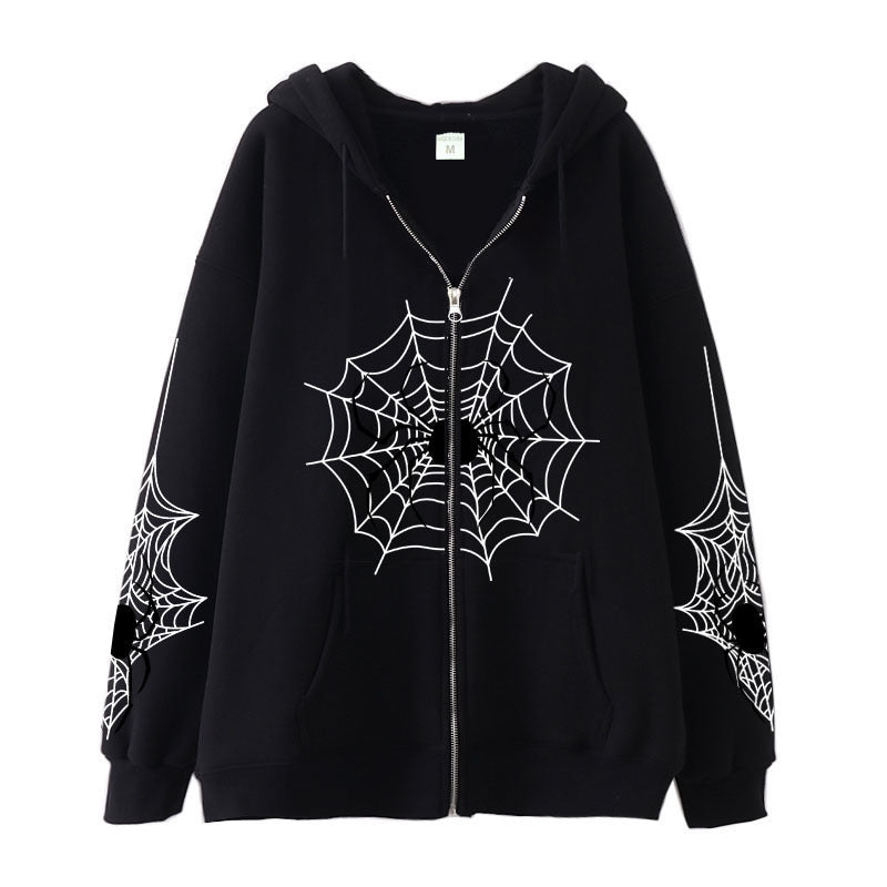 Spider Web Zipper Foreign Trade Sweater Street Fashion Hoodie