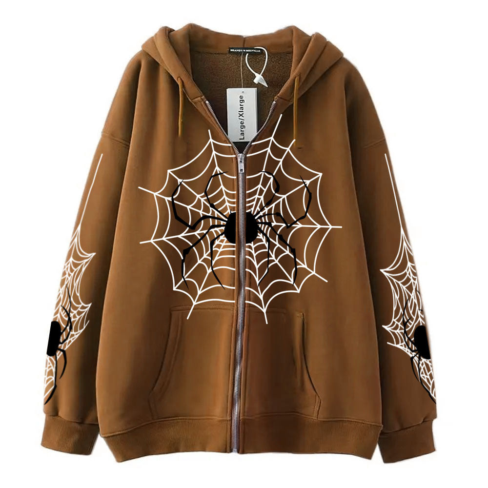 Spider Web Zipper Foreign Trade Sweater Street Fashion Hoodie